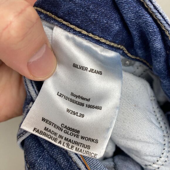 Silver Jeans Boyfriend Jeans Womens 29 Blue Distressed Frayed Hem Stretch Denim - Picture 7 of 12